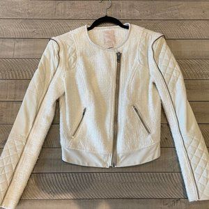 White Guess bomber jacket